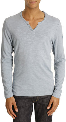Harris Wilson Orfeo slub-cotton steel-grey T-shirt with Tunisian collar