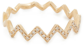 Ef Collection 14k Gold Pave Diamond Zigzag Stack Ring