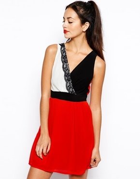 Wal G Wrap Front Skater Dress - Red