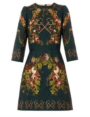 Dolce & Gabbana Floral and key-print brocade dress