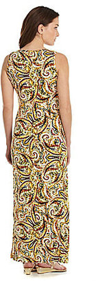 Joan Vass New York Paisley-Print Slit Maxi Dress