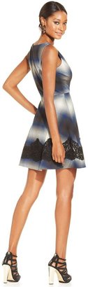 Jessica Simpson Sleeveless Lace-Trim Plaid Dress