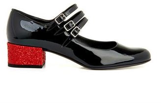 Saint Laurent Babies glitter-heel patent-leather shoes