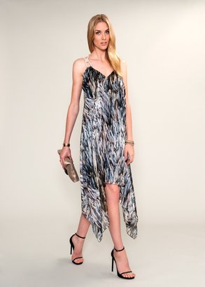 Amanda Wakeley Kikkou Feather-printed Chiffon Rope Strap Dress