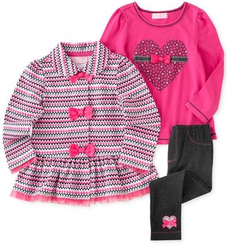 Kids Headquarters Little Girls' 3-Piece French Printed Jacket, Graphic Top & Leggings Set