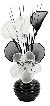 Camilla And Marc Flourish 32 cm 813 Vase with Nylon Mesh Mini Flower in Thick Wire, Black/White