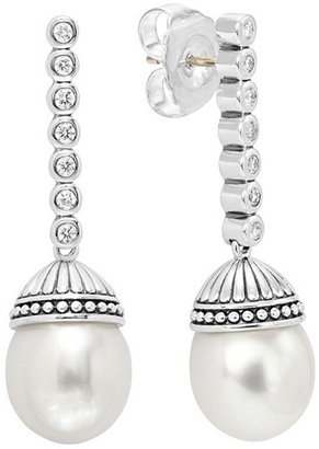 Lagos 'Luna' Diamond & Pearl Drop Earrings