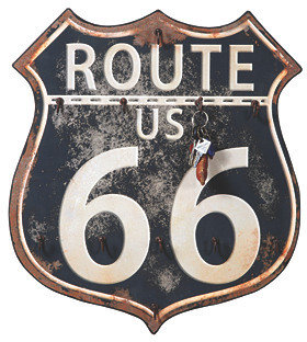 Route 66 Plaque w/ Hooks