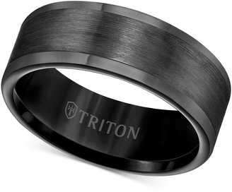 Triton Men's Ring, 8mm Wedding Band in White or Black Tungsten