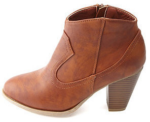 Bamboo Chunky Heel Western Ankle Boots