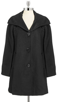 Ellen Tracy Wool Blend Wing Collar Coat-BLACK-8