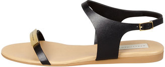 Stella McCartney Logo-Plaque Flat Sandals, Black