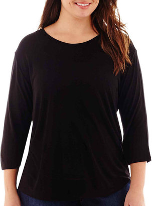 JCPenney A.N.A a.n.a 3/4-Sleeve Scoopneck Tee - Plus