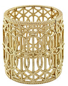 Jessica Simpson Antique Goldtone Large Textured Metal Stretch Bracelet