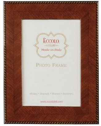 Eccolo Made in Italy Marquetry Wood Frame, Herringbone With Border, Holds a 5 x 7-Inch Photo