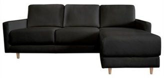 RJR.John Rocha Black leather 'Eclipse' right-hand facing chaise corner sofa with light wood feet