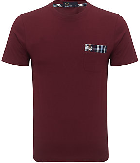 Fred Perry Check Collar T-Shirt, Port