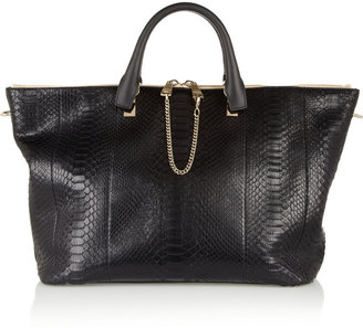 Chloé Baylee large leather-trimmed python tote