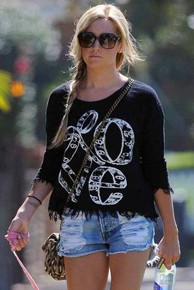 Lauren Moshi Love Bracelet Willow Crop Fringe Sweater in Black