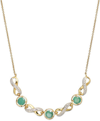 Townsend Victoria 18k Gold over Sterling Silver Emerald (1-3/8 ct. t.w.) and Diamond Accent Infinity Necklace