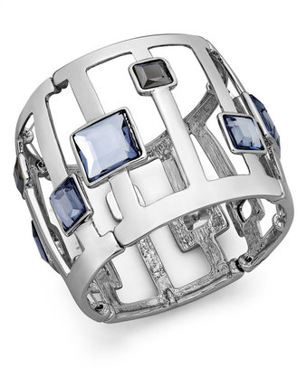 INC International Concepts Silver-Tone Square Stone Stretch Bangle Bracelet
