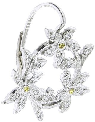 Cathy Waterman Circle of Diamond Flowers Earrings - Platinum