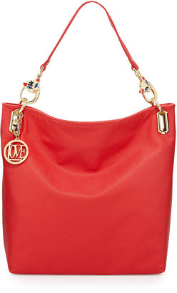 Love Moschino Saffiano Cat-Handle Faux-Leather Small Tote, Red