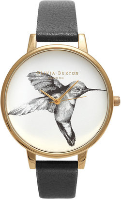Topshop **Olivia Burton Animal Motif Black Hummingbird Watch