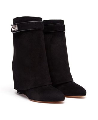 Givenchy Shark Lock Suede Wedge Ankle Boots