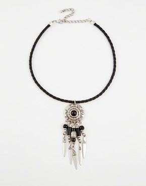 ASOS Limited Edition Dreamcatcher Cord Choker Necklace - black