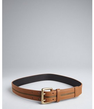 Fashion Focus tan leather zip detail wide belt