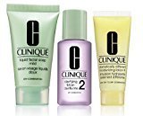 Clinique 3 Steps Travel Size Set for Very Dry to Dry Combination Skin, Liquid Facial Soap Mild (1 oz) + Clarifying Lotion 2 (1 oz) + Dramatically Different Moisturizing Lotion (1 oz)