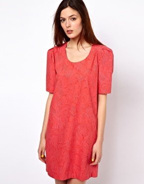 BZR Wave Printed Dress - Red/pink