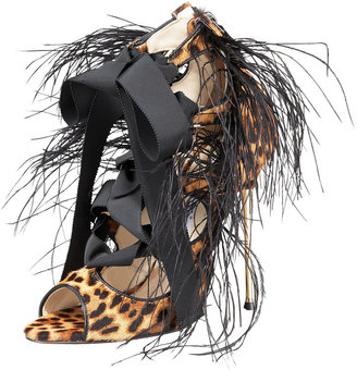 Brian Atwood Tie-Up Feather Sandal