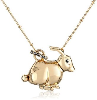 Kensie Little Friends" Gold-Plated Rabbit Long Pendant Necklace, 34"