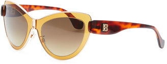 Balenciaga Cat-Eye Sunglasses, Amber/Rose Gold