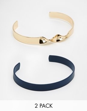 ASOS Bangle Pack In Gold And Navy - Multi