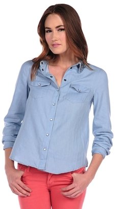 Romeo & Juliet Couture Beaded Chambray Buttondown