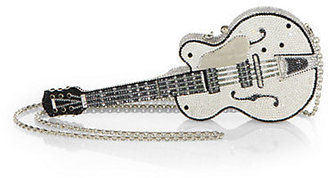Judith Leiber White Falcon Swarovski Crystal Guitar Crossbody Bag