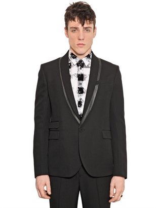 McQ Faux Leather & Cool Wool Tuxedo Jacket