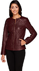 Isaac Mizrahi Live! Paisley Quilted Lamb Leather Jacket