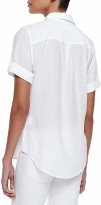 Equipment Short-Sleeve Slim Signature Silk Blouse, Bright White