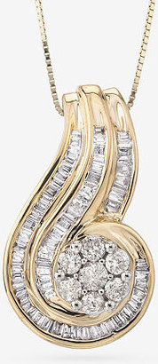Fine Jewelry 3/4 CT. T.W. Genuine Diamond 10K Gold Swirl Pendant Necklace