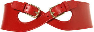 Topshop Red Leather Wide Double Buckle Belt