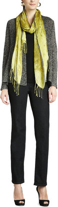 Eileen Fisher Multi-Tonal Flutter Cardigan, Slim Tank, Hazy Linen Weave Scarf & Straight-Leg Jeans, Petite