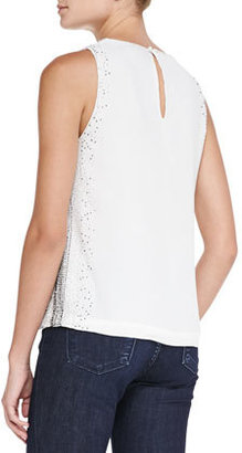 French Connection Glitter Dash Beaded Top, Winter White
