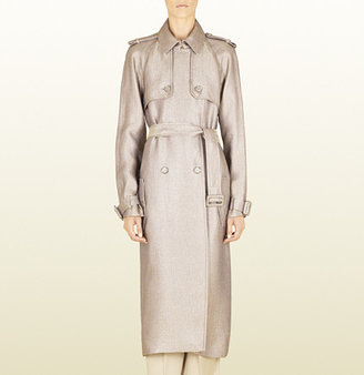 Gucci Nude Canvas Double-Breasted Trench