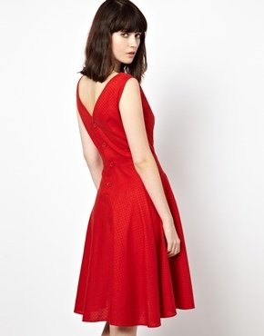 Jaeger Boutique by Maria Pique Dress with Button Back - Red
