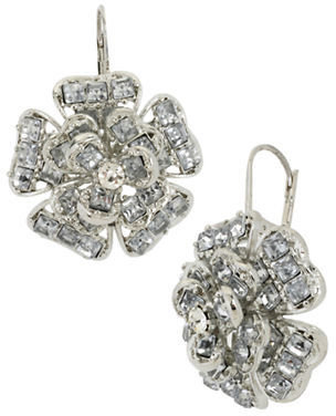 Betsey Johnson Crystallized Flower Drop Earrings