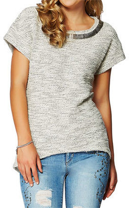 GUESS Hi Lo Boucle Embellished Top